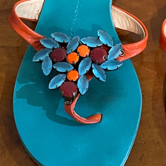 Giuseppe Zanotti Turquoise Jeweled Thong Sandal - Picture 3 of 8